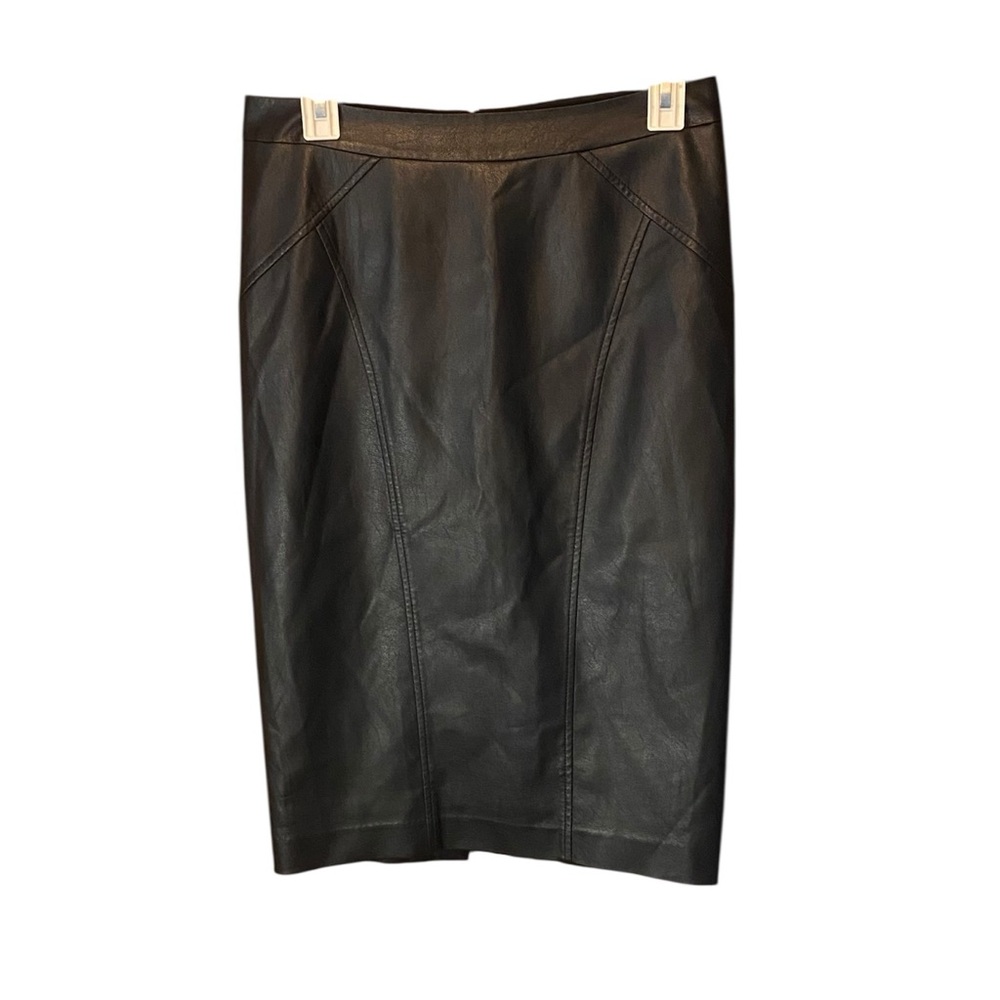 BCBGMAXAZRIA Faux Leather Pencil Skirt Black Size Small Work Office Chic